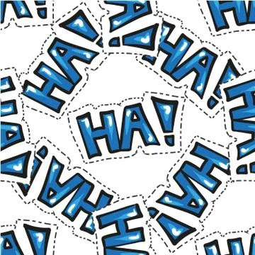 Hand Drawn Doodle Seamless Pattern pop art style with HA word Stock Illustration