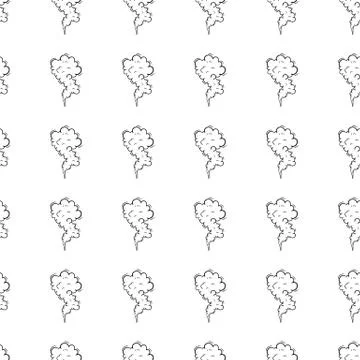 Hand drawn doodle seamless pattern a cloud of smoke icon. Black sketch. Sign  Stock Illustration