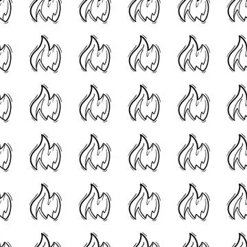 Hand drawn doodle seamless pattern fire icon. Black sketch. Sign symbol. Deco Illustrazione stock
