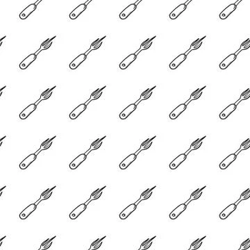 Hand drawn doodle seamless pattern fork icon. Black sketch. Sign symbol. Deco Stock Illustration