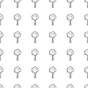 Hand drawn doodle seamless pattern tree icon. Black sketch. Sign symbol. Deco イラスト素材
