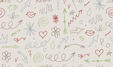 Hand drawn doodle seamless pattern Illustrazione stock
