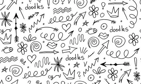 Hand drawn doodle seamless pattern Illustrazione stock