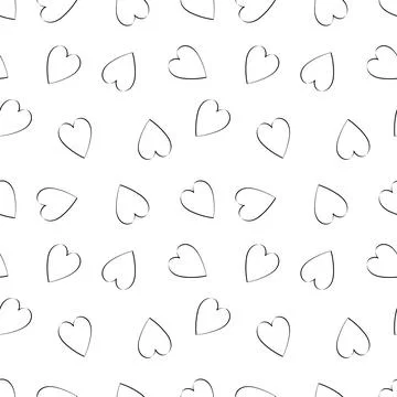 Hand-drawn doodle seamless pattern with hearts isolated on white background Stock Illustration