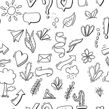 Hand drawn doodle seamless pattern Illustrazione stock