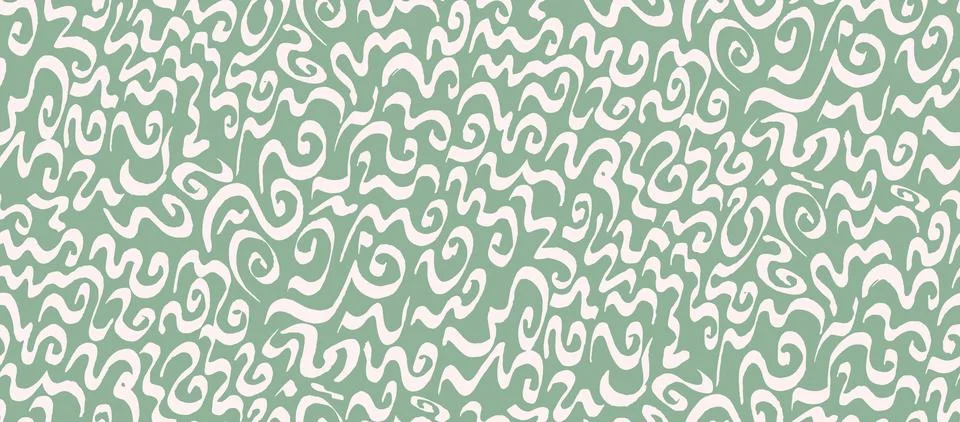 Hand drawn doodle seamless, vector pattern with scribbles on green back Illustrazione stock