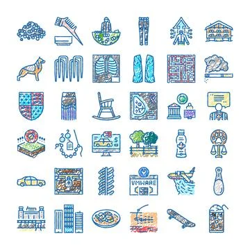 Hand drawn doodle set diverse vector icons 스톡 일러스트