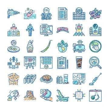 Hand drawn doodle set of diverse icons Stock Illustration