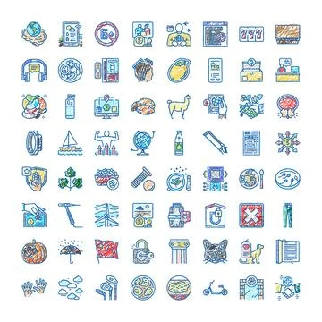 Hand drawn doodle set of diverse concept icons Illustrazione stock