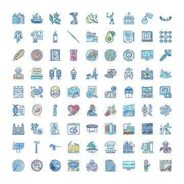 Hand drawn doodle set with diverse business and lifestyle icons Ilustración de archivo