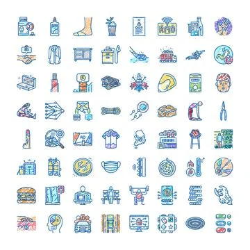 Hand drawn doodle set of diverse icons Stock Illustration