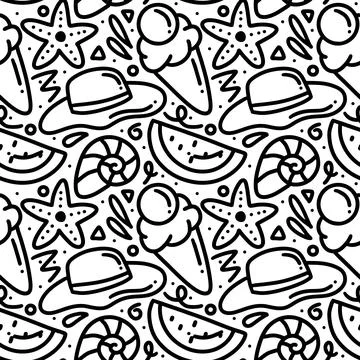 Hand drawn doodle set menu summer on the beach Stock Illustration