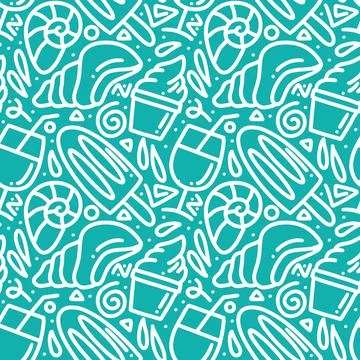 Hand drawn doodle set menu summer on the beach Stock Illustration