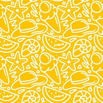 Hand drawn doodle set menu summer on the beach Stock Illustration