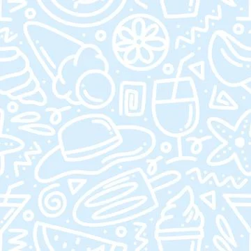 Hand drawn doodle set menu summer on the beach Stock Illustration