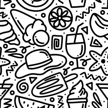 Hand drawn doodle set menu summer on the beach Stock Illustration