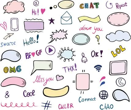 Hand drawn doodle set messages Stock Illustration