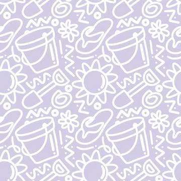 Hand drawn doodle set playing summer on the beach Stock Illustration