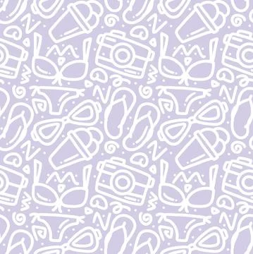 Hand drawn doodle set playing summer on the beach Stock Illustration
