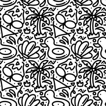 Hand drawn doodle set playing summer on the beach Stock Illustration