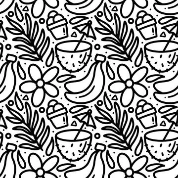 Hand drawn doodle set summer on the beach Stock Illustration