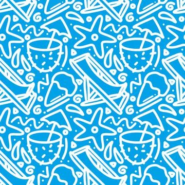 Hand drawn doodle set summer on the beach Stock Illustration