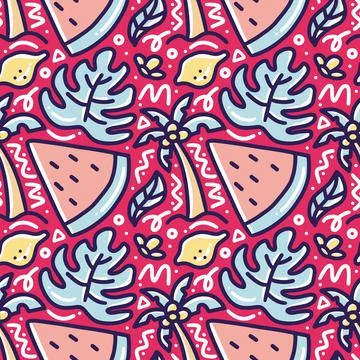 Hand drawn doodle set summer on the beach Stock Illustration