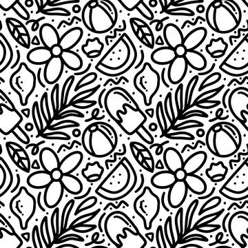 Hand drawn doodle set summer on the beach Stock Illustration