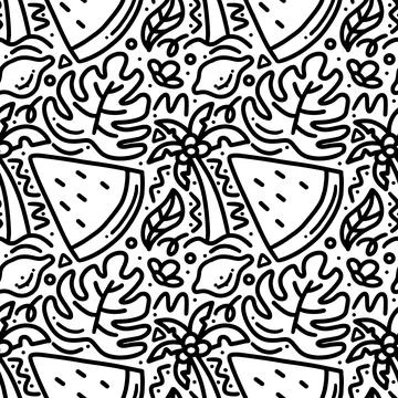 Hand drawn doodle set summer on the beach Stock Illustration