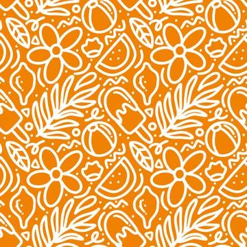 Hand drawn doodle set summer on the beach Stock Illustration