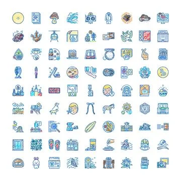 Hand drawn doodle set with various icons Stock Illustration