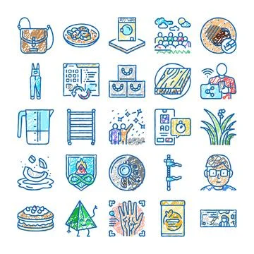 Hand drawn doodle set vector icons Stock Illustration
