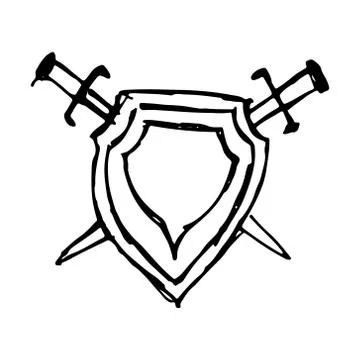 Hand drawn doodle of shield.Perfect for invitation, greeting card Illustrazione stock