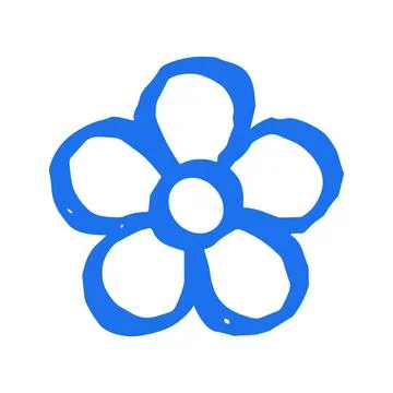 Hand Drawn Doodle Of A Simple Blue Flower Grunge Vector Graphic Illustration Stockillustratie