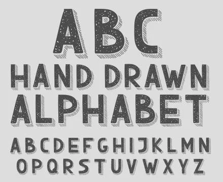 Hand drawn doodle sketch abc alphabet letters, vector illustration. イラスト素材
