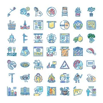 Hand drawn doodle sketch business and lifestyle icons Stock Illustration