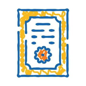 Hand drawn doodle sketch certificate award document icon Stock Illustration