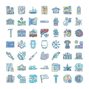 Hand drawn doodle sketch icon set collection Ilustración de archivo