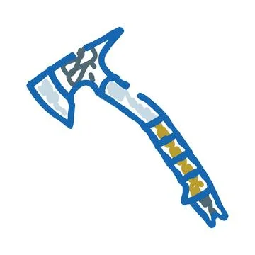 Hand drawn doodle sketch icon of an ax tool Stock Illustration