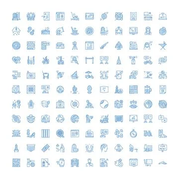 Hand drawn doodle sketch line art icons set Stock Illustration