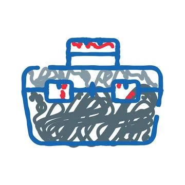 Hand drawn doodle sketch rendering toolbox illustration Stock Illustration