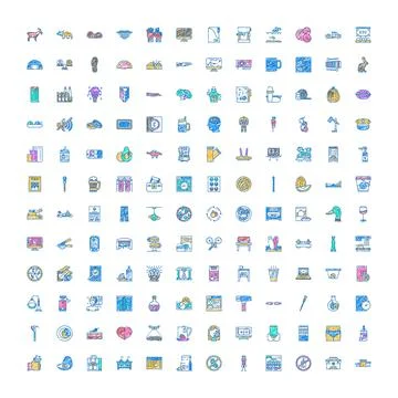 Hand drawn doodle sketch style universal icons set Stock Illustration