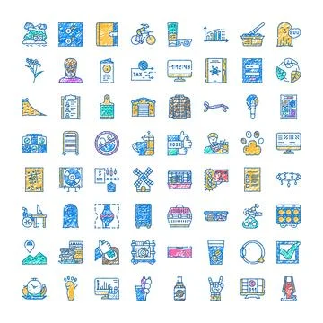 Hand drawn doodle sketch style icons collection Ilustración de archivo