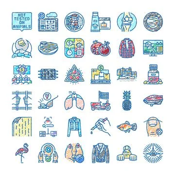 Hand drawn doodle sketch style icon set Stock Illustration