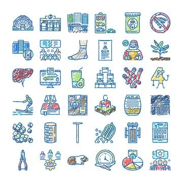 Hand drawn doodle sketch style icons collection Ilustración de archivo