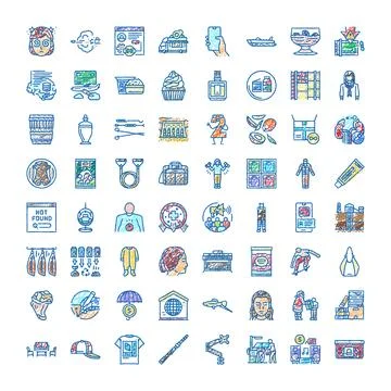 Hand drawn doodle sketch style universal icons set Stock Illustration