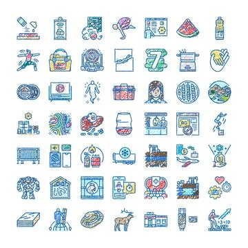 Hand drawn doodle sketch style icon set illustrating various concepts Stock Illustration