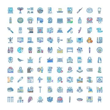 Hand drawn doodle sketch style universal icon set Ilustración de archivo