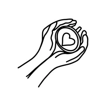 Hand drawn doodle sketch vector illustration of female hands in a top view ho Stock Illustration