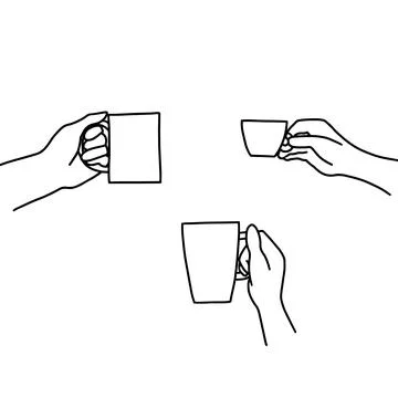 Hand drawn doodle sketch vector illustration of male and female hands in a si Stock Illustration